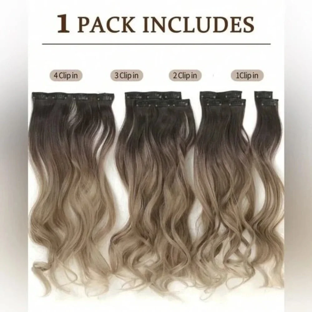 22 Inch Balayage Brown & Blonde Clip in Curly Hair Extensions